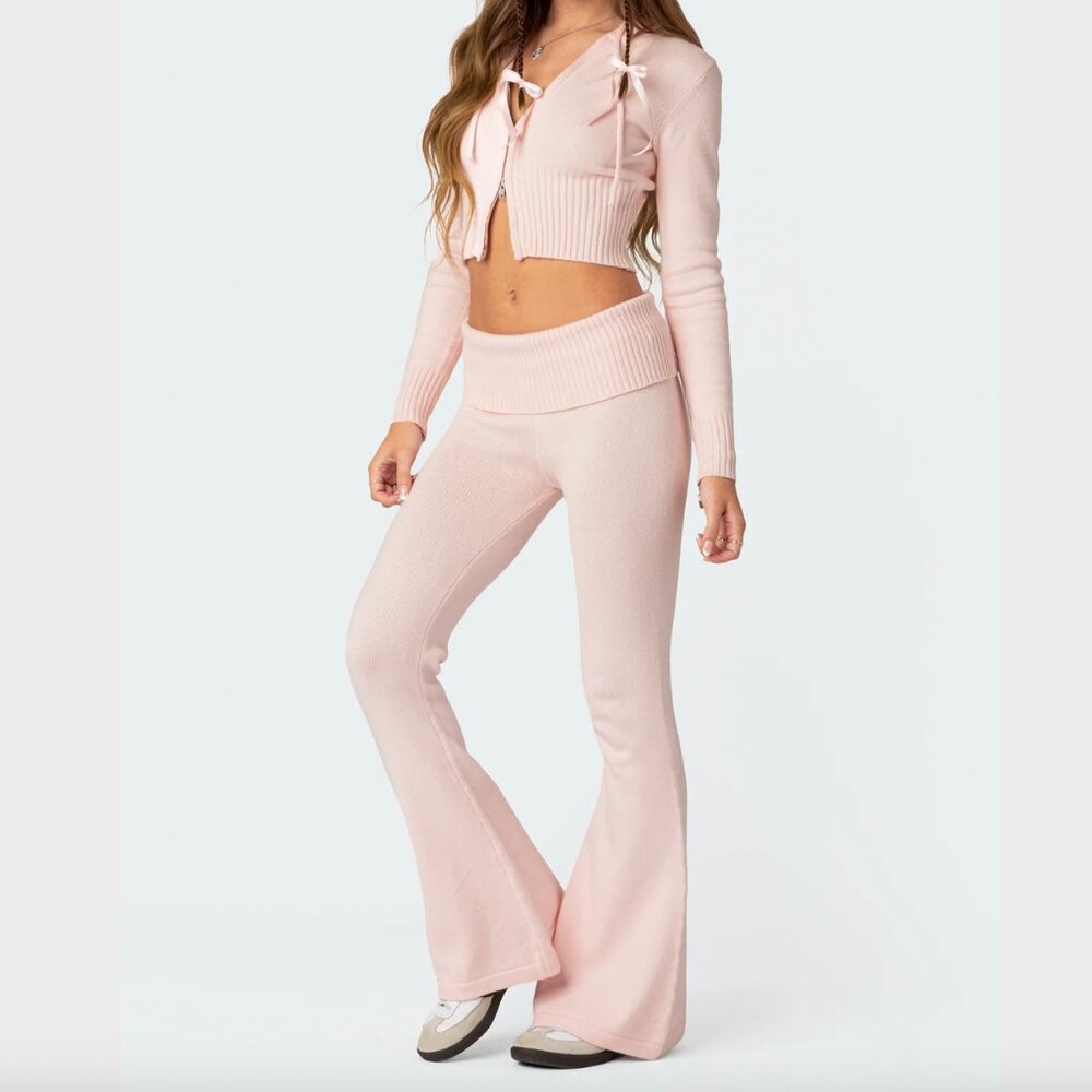 Desiree Knitted Low Rise Fold Over Pants